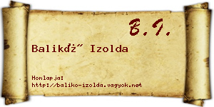 Balikó Izolda névjegykártya