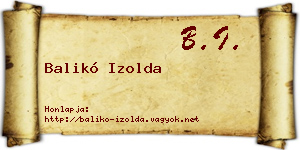 Balikó Izolda névjegykártya